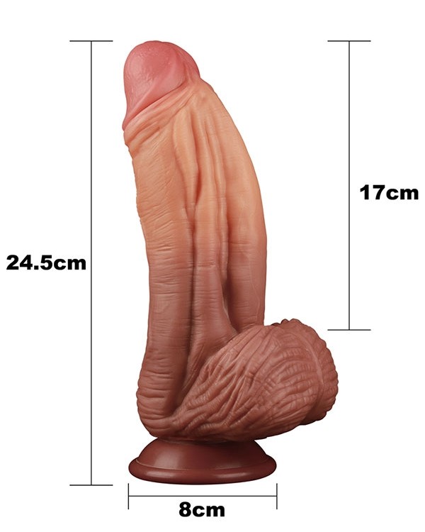LoveToy Double Layer Platinyum Silikon Dildo 25 cm