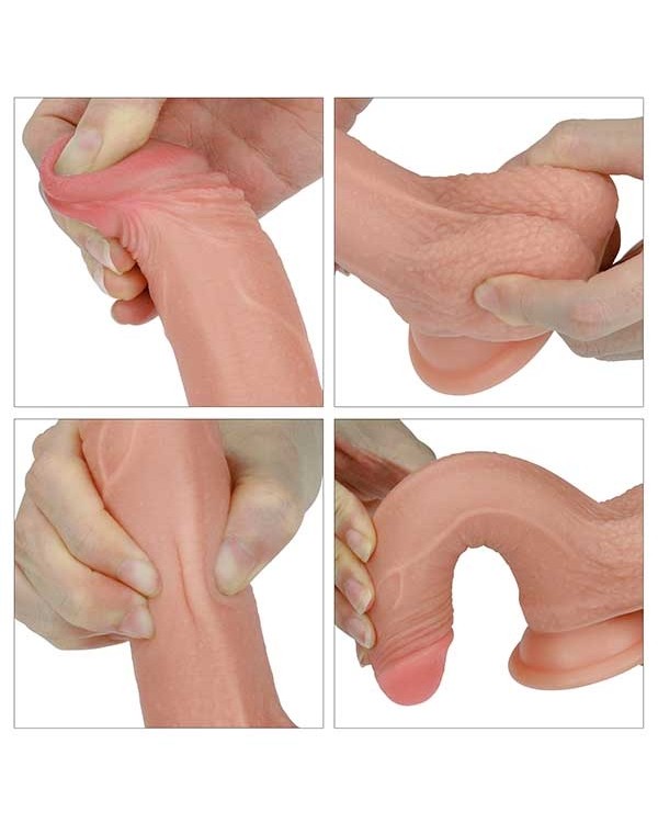 Çift Katmanlı Platinyum Silikon Realistik Dildo 18 cm