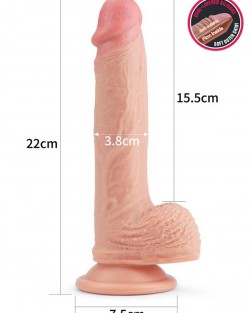 Çift Katmanlı Platinyum Silikon Realistik Dildo 22 cm