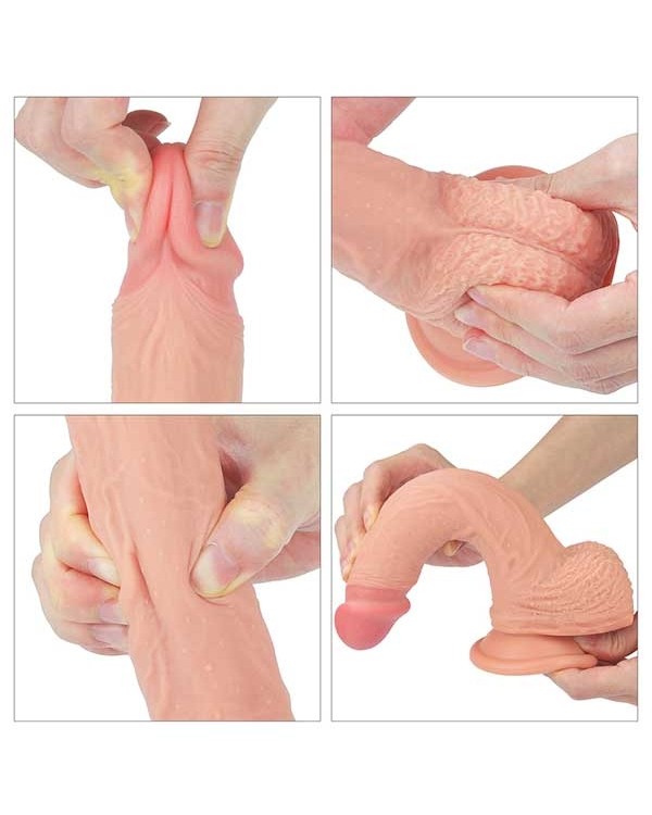 Çift Katmanlı Platinyum Silikon Realistik Dildo 22 cm