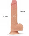 Döner Başlı Çift Katmanlı Isıtmalı Şarjlı Titreşimli Gerçekçi Dildo 21.5 cm