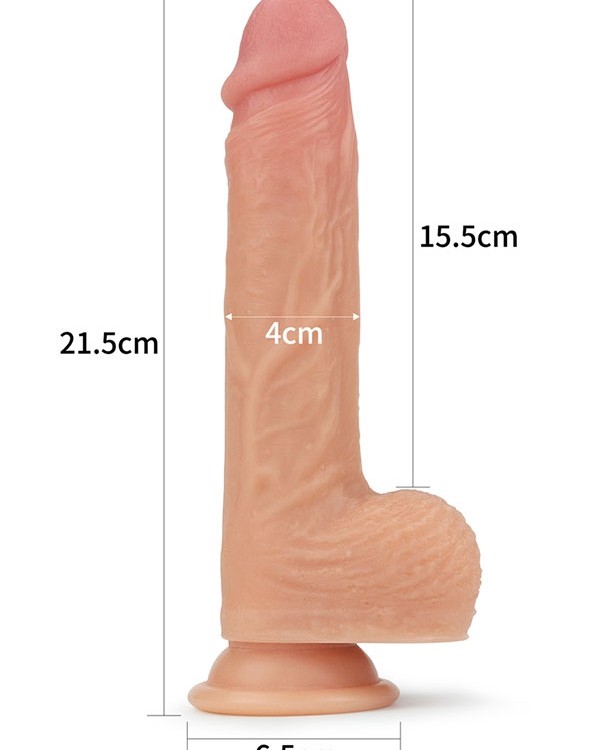 Döner Başlı Çift Katmanlı Isıtmalı Şarjlı Titreşimli Gerçekçi Dildo 21.5 cm
