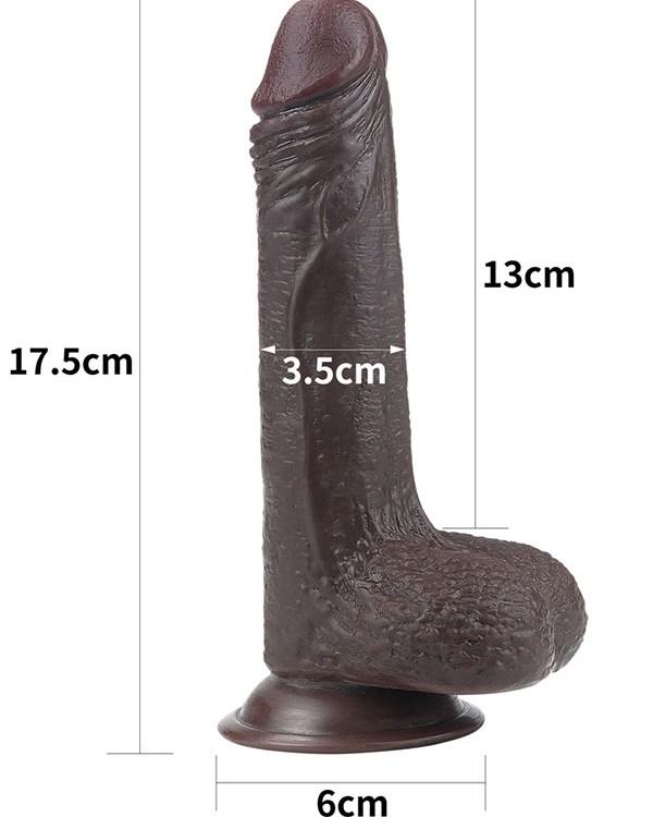 Kayar Derili Çift Katmanlı Gerçekçi Dildo 17.5 cm Siyah