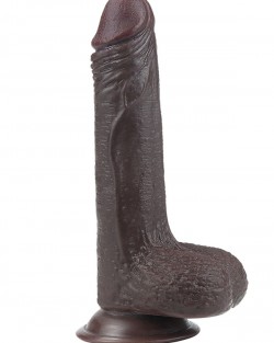 Kayar Derili Çift Katmanlı Gerçekçi Dildo 17.5 cm Siyah