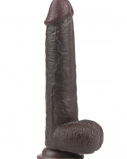 Kayar Derili Çift Katmanlı Realistik Dildo 23 cm Siyah