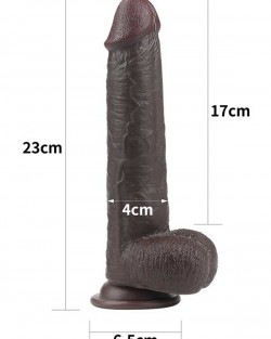 Kayar Derili Çift Katmanlı Realistik Dildo 23 cm Siyah