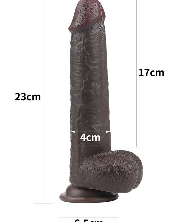 Kayar Derili Çift Katmanlı Realistik Dildo 23 cm Siyah