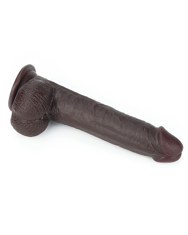 Kayar Derili Çift Katmanlı Realistik Dildo 23 cm Siyah