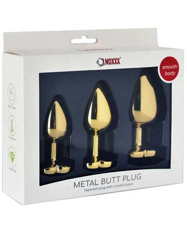 NOXXX Çelik Gold Kalp Mücevherli Anal Plug 3'lü Set