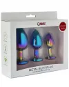NOXXX Çok Renkli Taşlı Çelik Anal Plug 3'lü Set