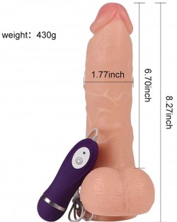 Vibrating Realistik Dokulu Titreşimli Dildo 21 cm