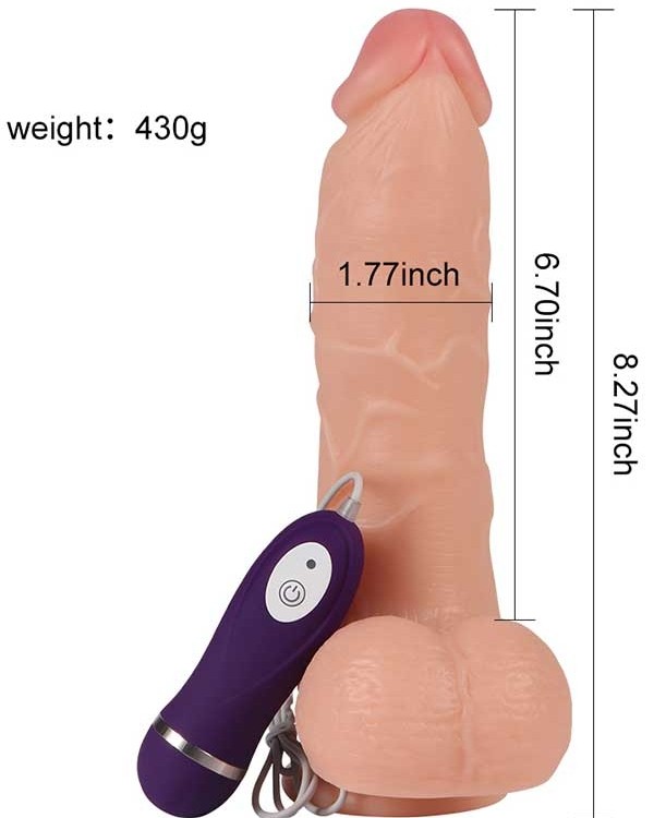 Vibrating Realistik Dokulu Titreşimli Dildo 21 cm