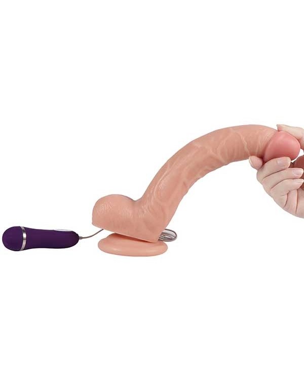 Realistik Dokulu Titreşimli Büyük Dildo 28 cm