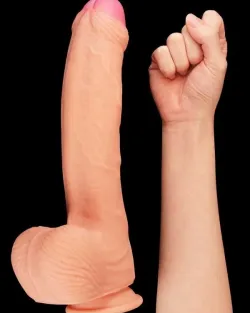 Çift Katmanlı Platinyum Silikon Realistik Dildo 28 cm