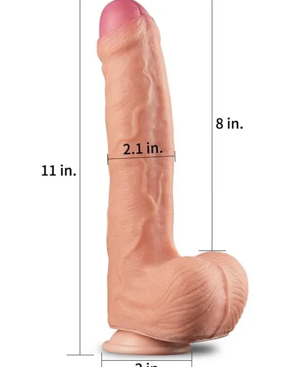 Çift Katmanlı Platinyum Silikon Realistik Dildo 28 cm
