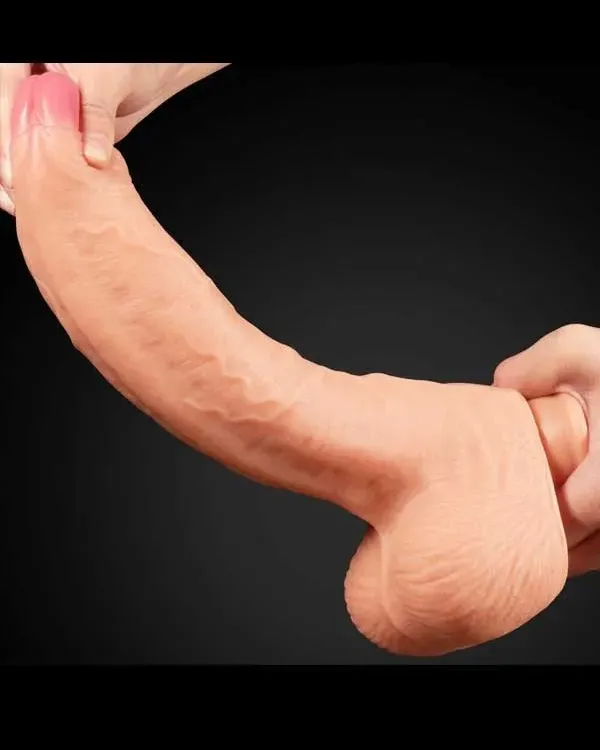 Çift Katmanlı Platinyum Silikon Realistik Dildo 28 cm