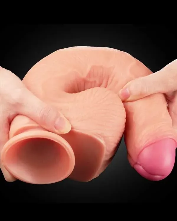 Çift Katmanlı Platinyum Silikon Realistik Dildo 28 cm