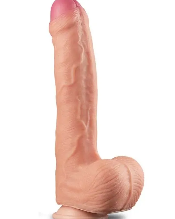 Çift Katmanlı Platinyum Silikon Realistik Dildo 28 cm