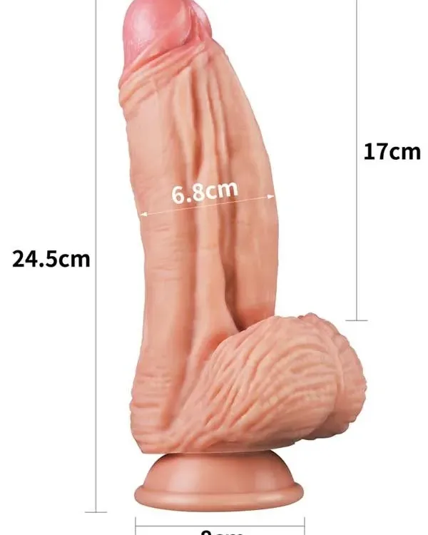 Çift Katmanlı Platinyum Silikon Monster Dildo 25 cm Ten