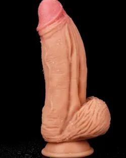 Çift Katmanlı Platinyum Silikon Monster Dildo 25 cm Ten