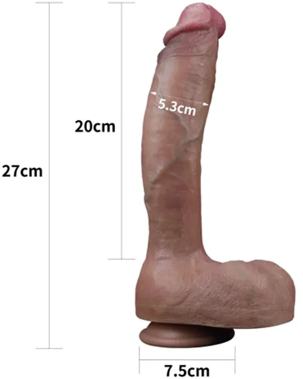 10.5'' Dual Layered Platinum Silicone Realistik Dildo 27 cm