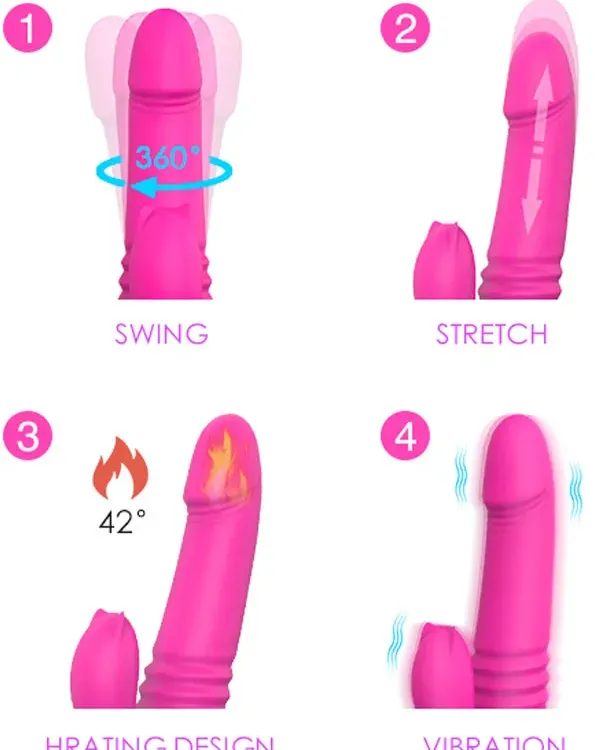 İleri Geri ve Dönme Hareketli Isıtmalı Şarjlı Tavşan Vibratör 22 cm
