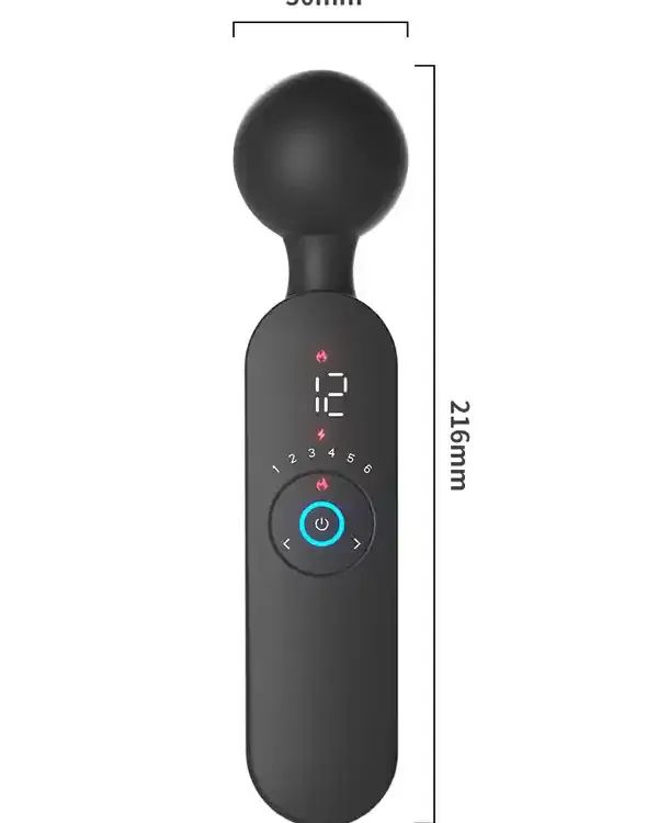 Isıtmalı Şarjlı 12 Titreşim Modlu Wand LCD Ekranlı Vibratör 22 cm