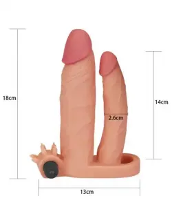 X Tender İkili Titreşimli Realistik Penis Kılıfı 2.5 cm Uzatmalı
