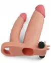 X Tender İkili Titreşimli Realistik Penis Kılıfı 2.5 cm Uzatmalı
