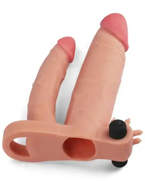 X Tender İkili Titreşimli Realistik Penis Kılıfı 2.5 cm Uzatmalı
