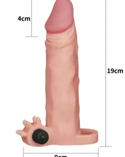 X Tender Titreşimli Realistik Penis Kılıfı 4 cm Uzatmalı