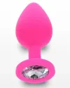 Silikon Yumuşak Dokulu Taşlı Anal Plug Medium Pembe