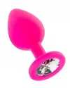 Silikon Yumuşak Dokulu Taşlı Anal Plug Medium Pembe