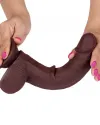 8" Dual Layer Oynar Derili Realistik Siyah Penis 20 cm