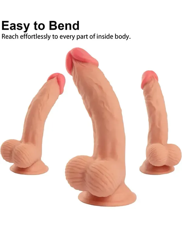 7.6" Dual Layer Oynar Derili Realsitik Dildo 19 cm