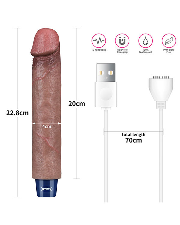 9" REAL SOFTEE Rechargeable Silicone Vibrating Dildo