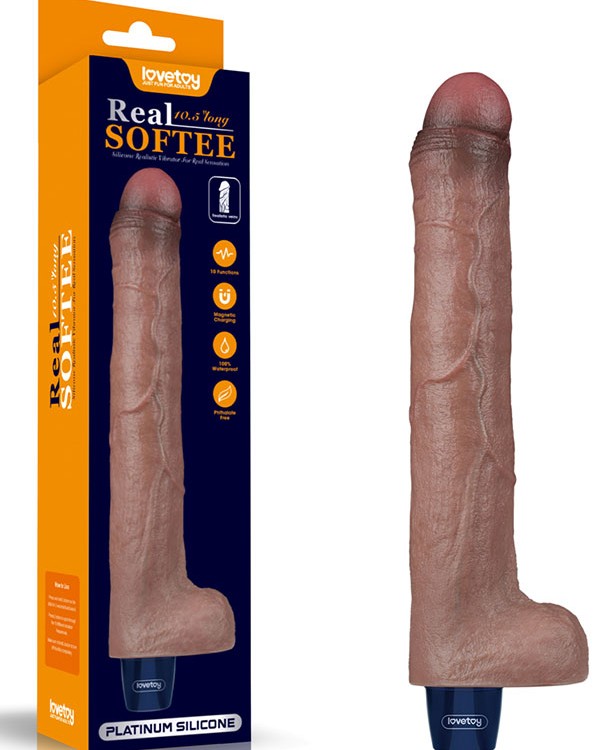 10.5" REAL SOFTEE Rechargeable Silicone Vibrating Dildo