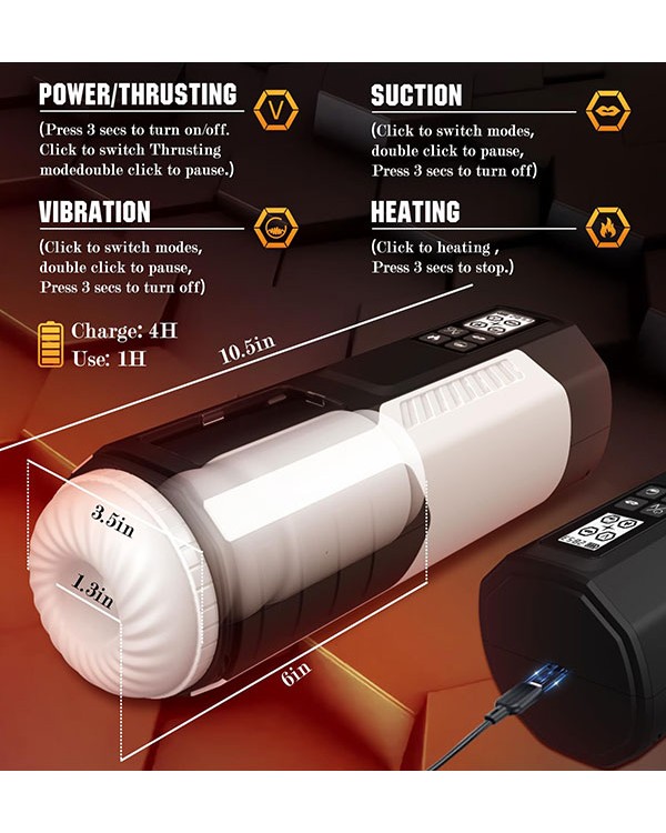 NOXXX Max Thrust Isıtmalı Şarjlı Vakumlu Mastürbatör
