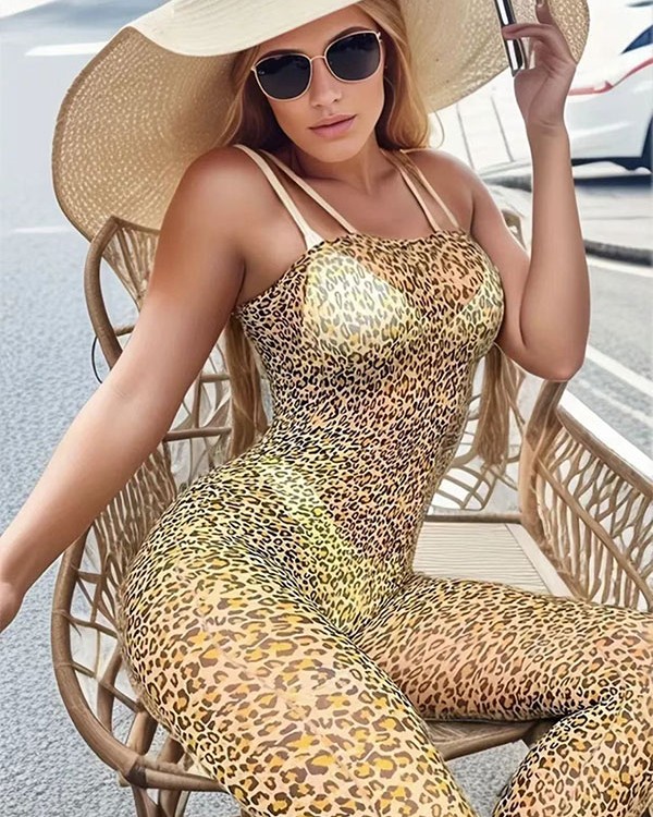 NOXXX Leopar Desenli Ağı Açık Vücut Çorabı