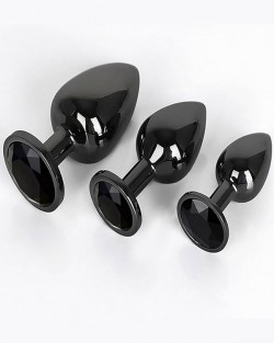 NOXXX Siyah Alüminyum Anal Plug 3'lü Set